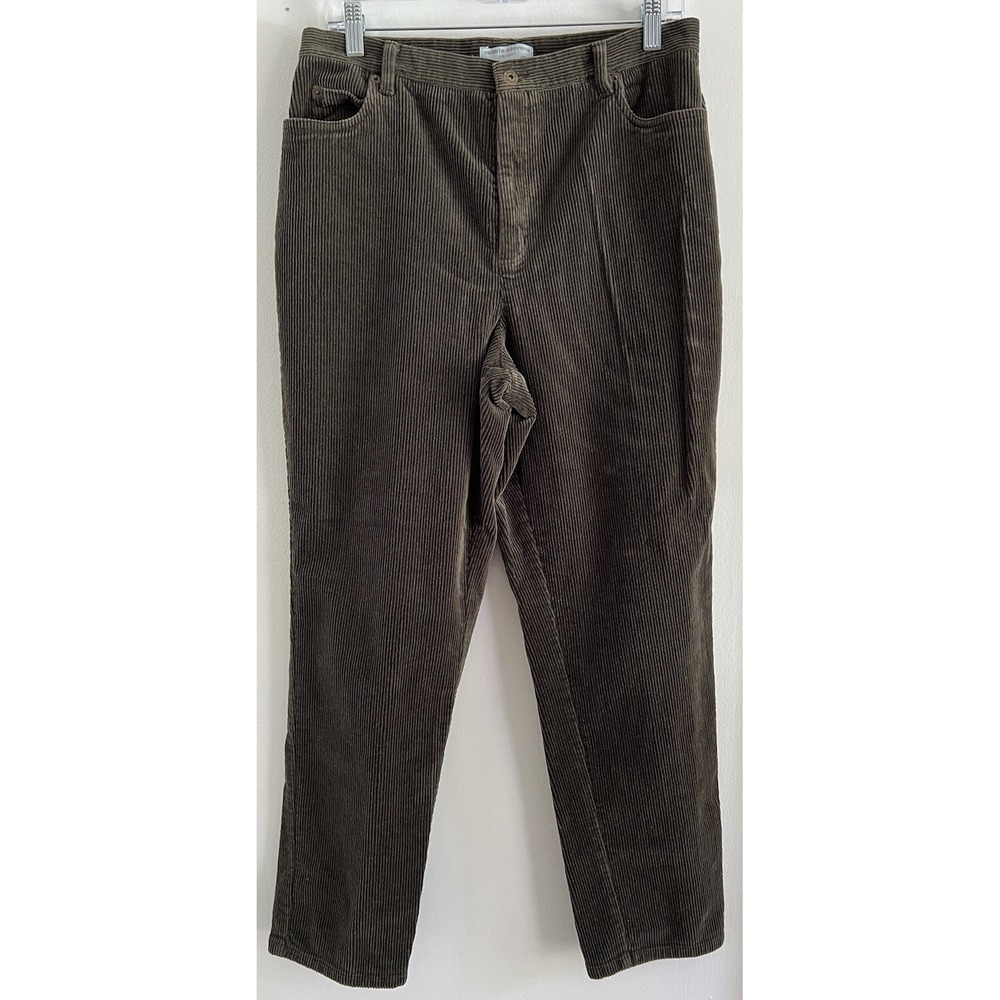 Valerie Stevens Casual Petites Corduroy Pants Women's Green‎ 12P Cotton